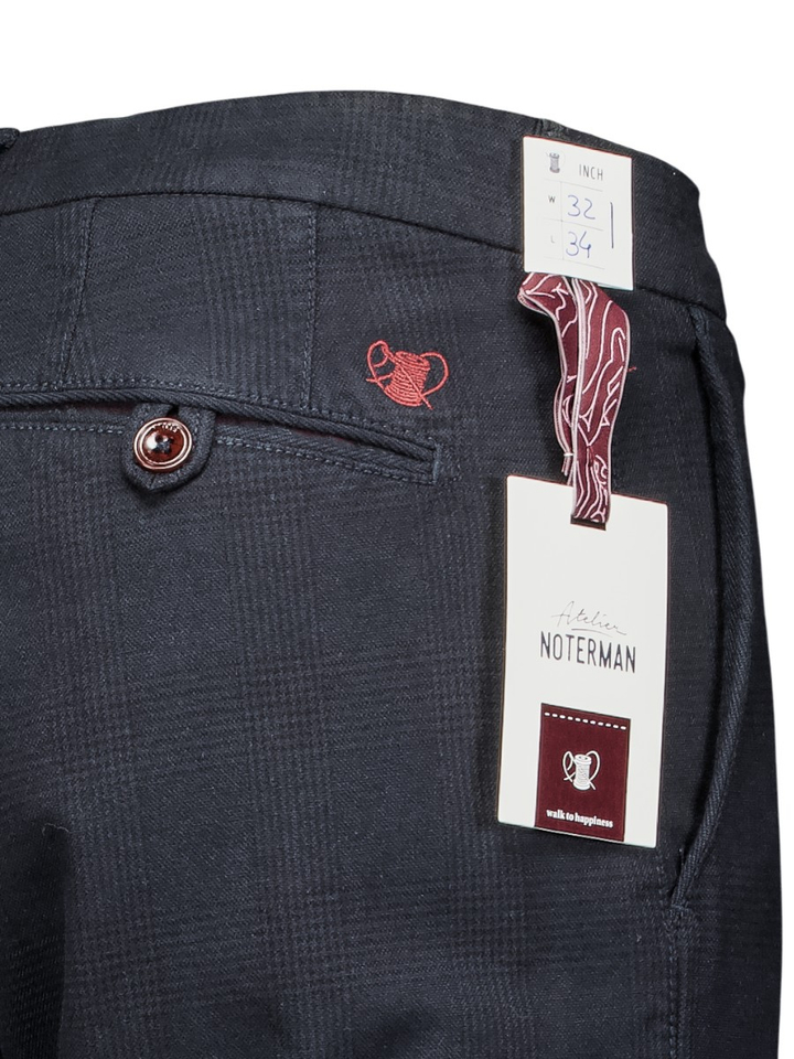Donkerblauwe geruite broek Atelier Noterman