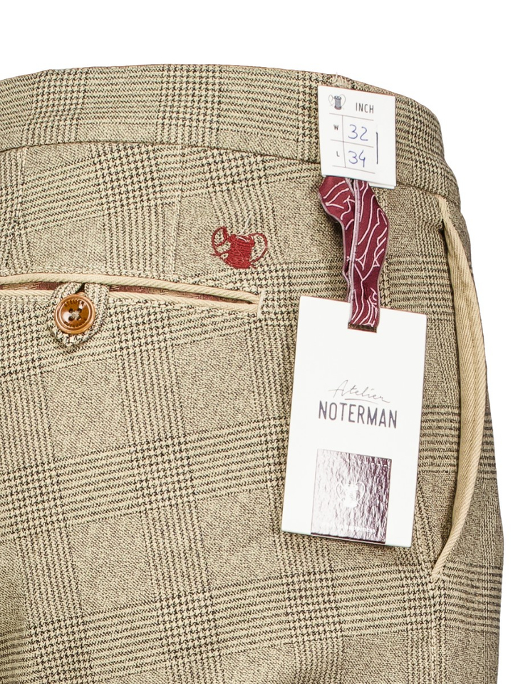 Beige geruite broek Atelier Noterman