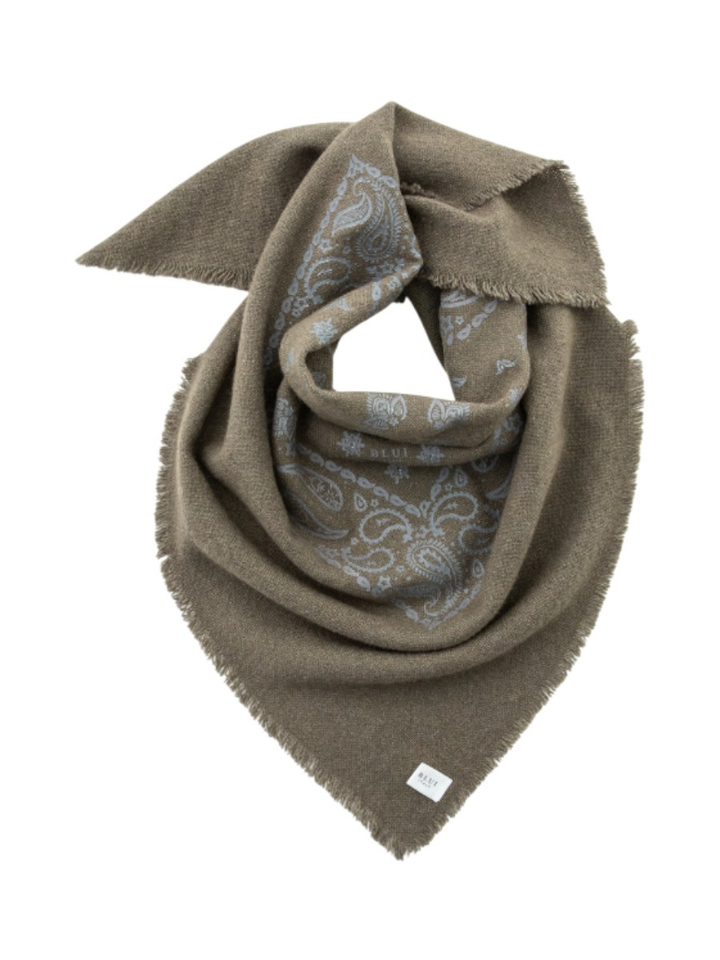 Kaki wollen sjaal Blui