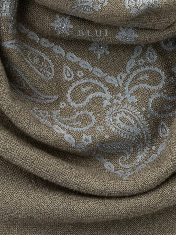 Kaki wollen sjaal Blui