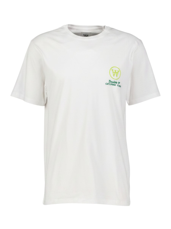 Witte katoenen T-shirt met opdruk Double A By Wood Wood 