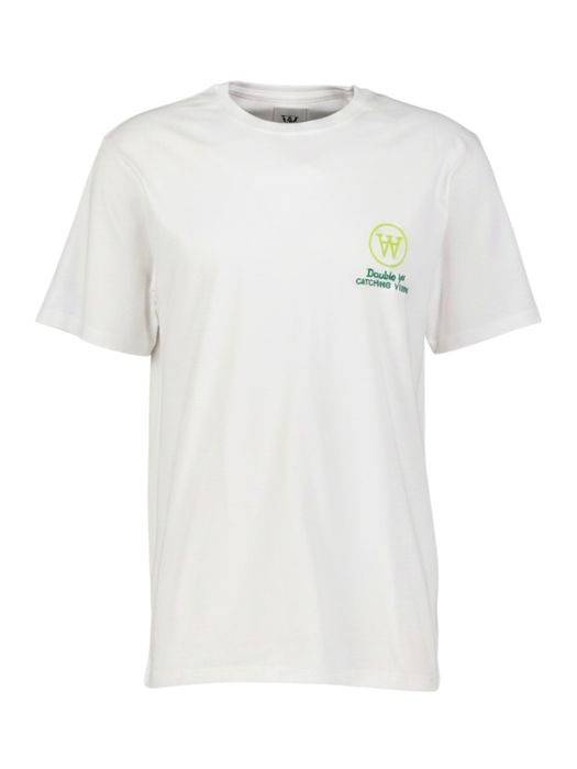 Witte katoenen T-shirt met opdruk Double A By Wood Wood