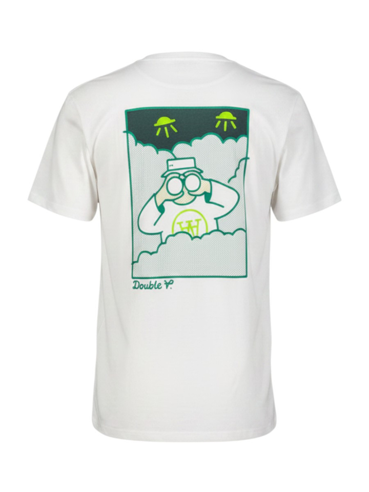 Witte katoenen T-shirt met opdruk Double A By Wood Wood 