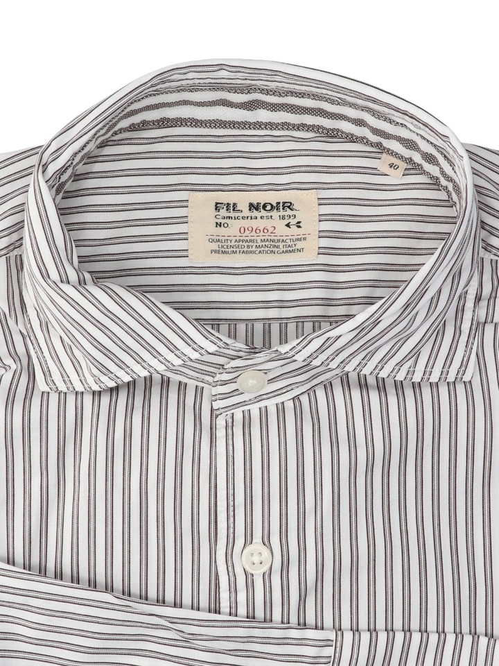 Beige gestreept hemd (regular fit) met lange mouwen Fil Noir