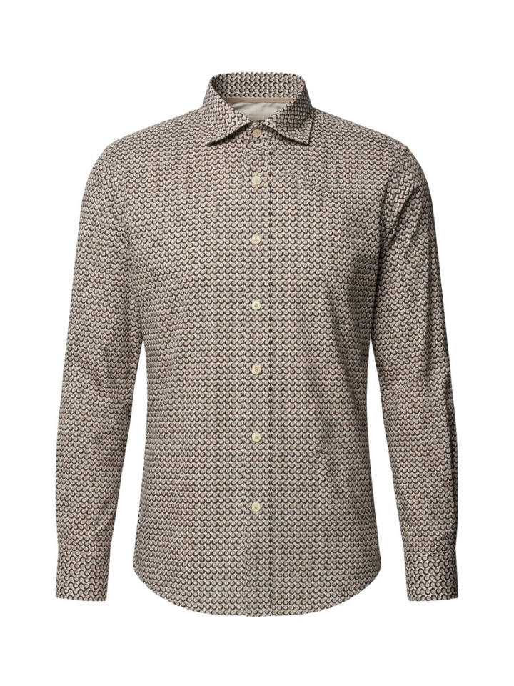 Beige katoenen hemd met print (regular fit) met lange mouwen Fill Noir 