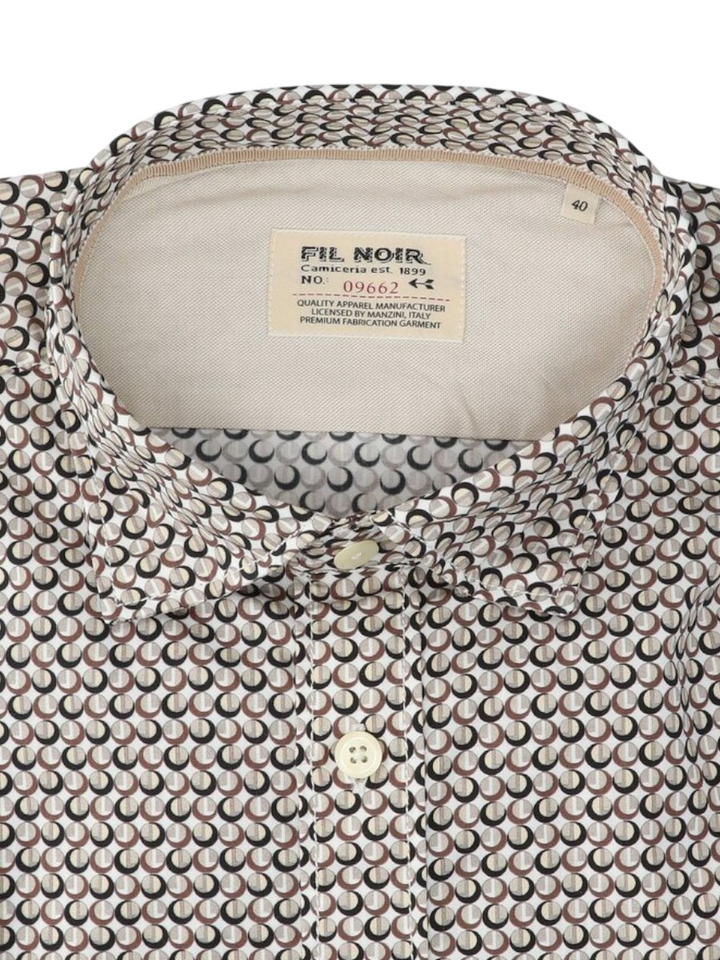 Beige katoenen hemd met print (regular fit) met lange mouwen Fill Noir 
