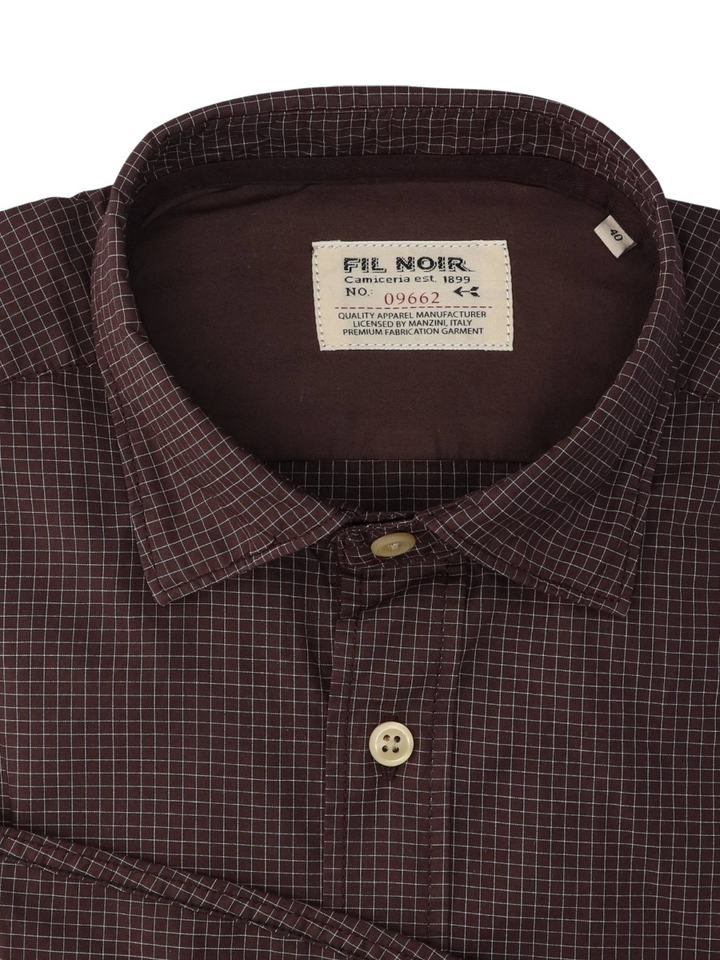 Bordeaux hemd met ruitjes Fil Noir