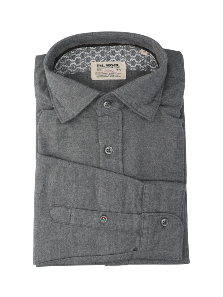 Grijs flanellen hemd (regular fit) met lange mouwen Fil Noir