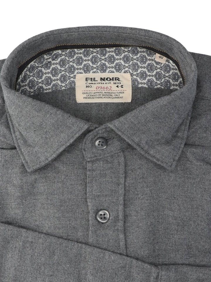 Grijs flanellen hemd (regular fit) met lange mouwen Fil Noir