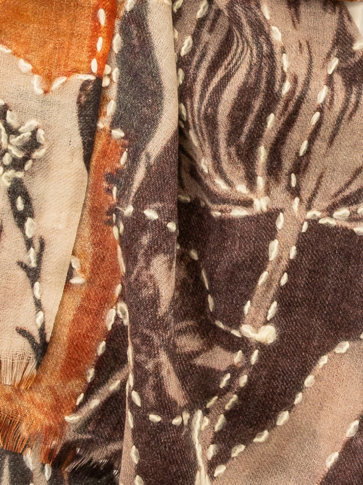 Camel sjaal in Merino wol Myst Bo'Vie