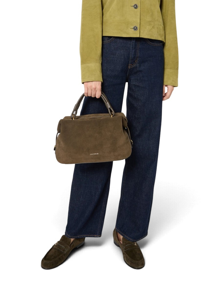 Kaki groene handtas in suede Lizzie Suede Coccinelle