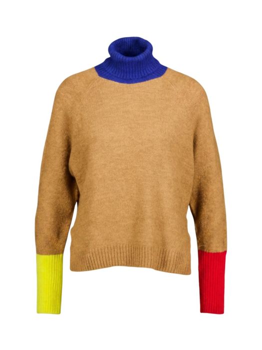 Bruine gebreide trui met kleur detail Jersey Giggle DR Bloom