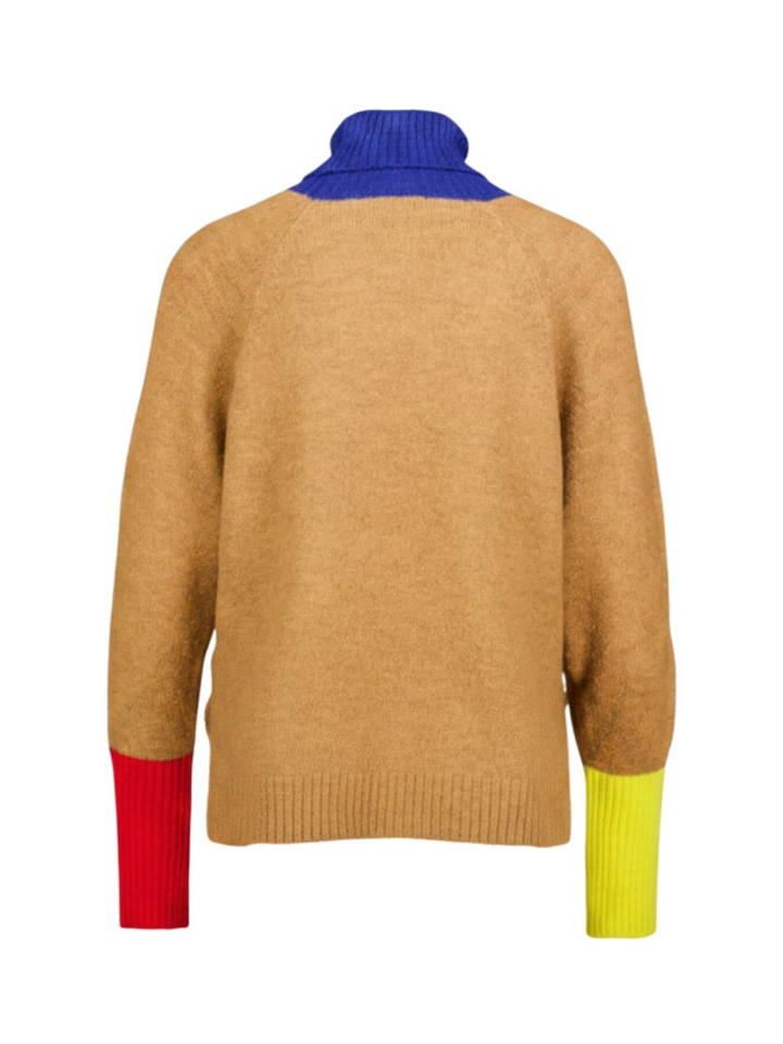 Bruine gebreide trui met kleur detail Jersey Giggle DR Bloom