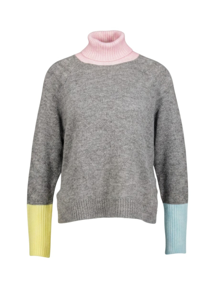 Grijze gebreide trui met kleur detailJersey Giggle DR Bloom