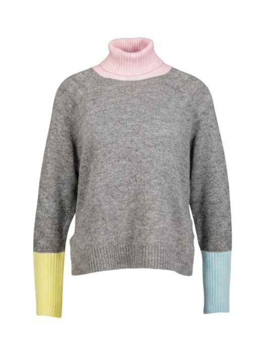 Grijze gebreide trui met kleur detailJersey Giggle DR Bloom