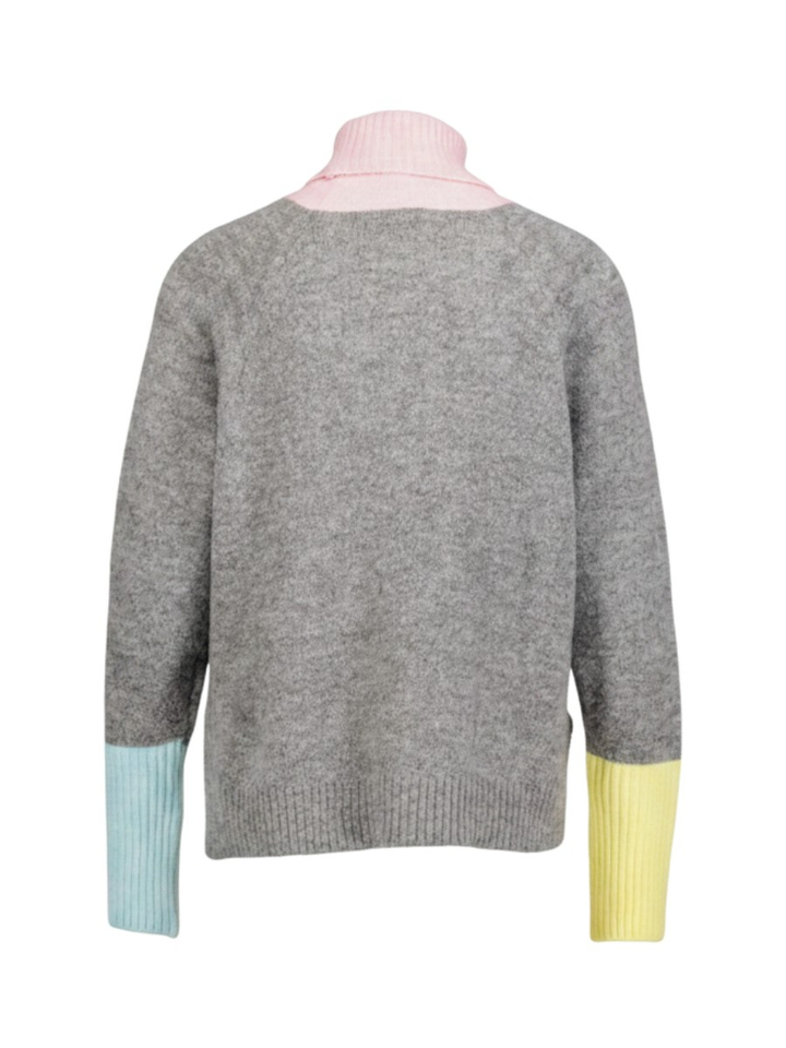 Grijze gebreide trui met kleur detailJersey Giggle DR Bloom