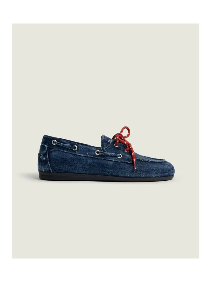 Blauwe denim lederen loafers Boat Loafers Brushed Posa 