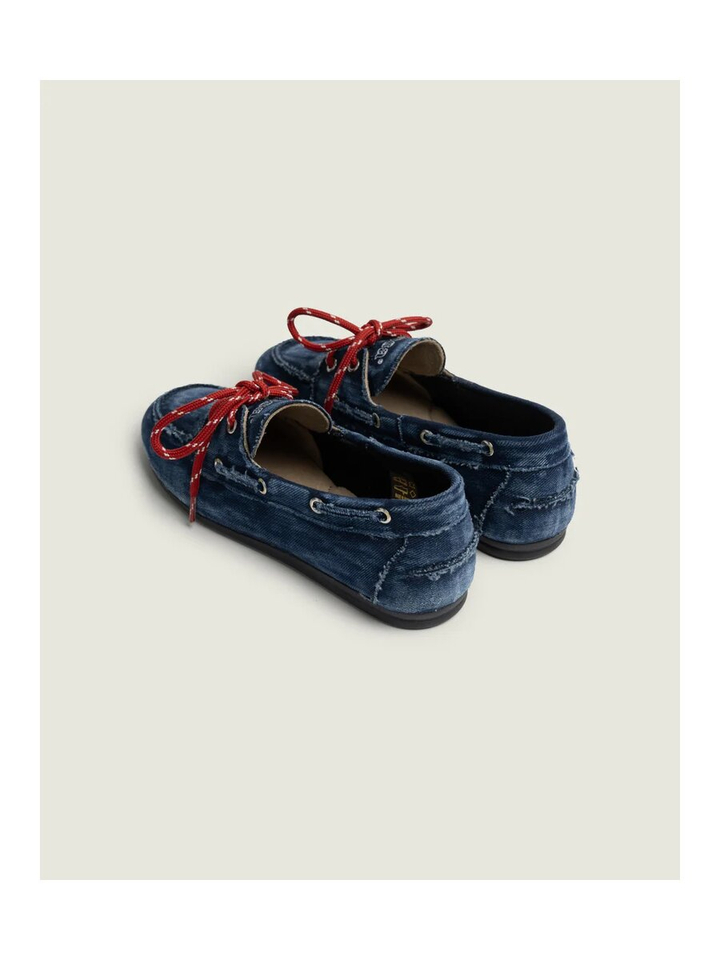 Blauwe denim lederen loafers Boat Loafers Brushed Posa 