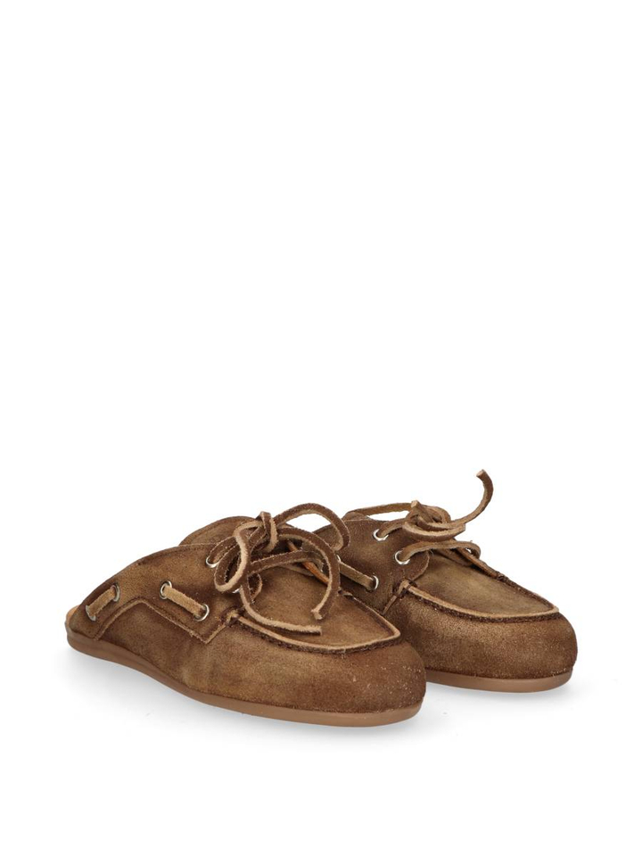 Bruine suede lederen boat loafers Boat Loafers Mule Suede Posa