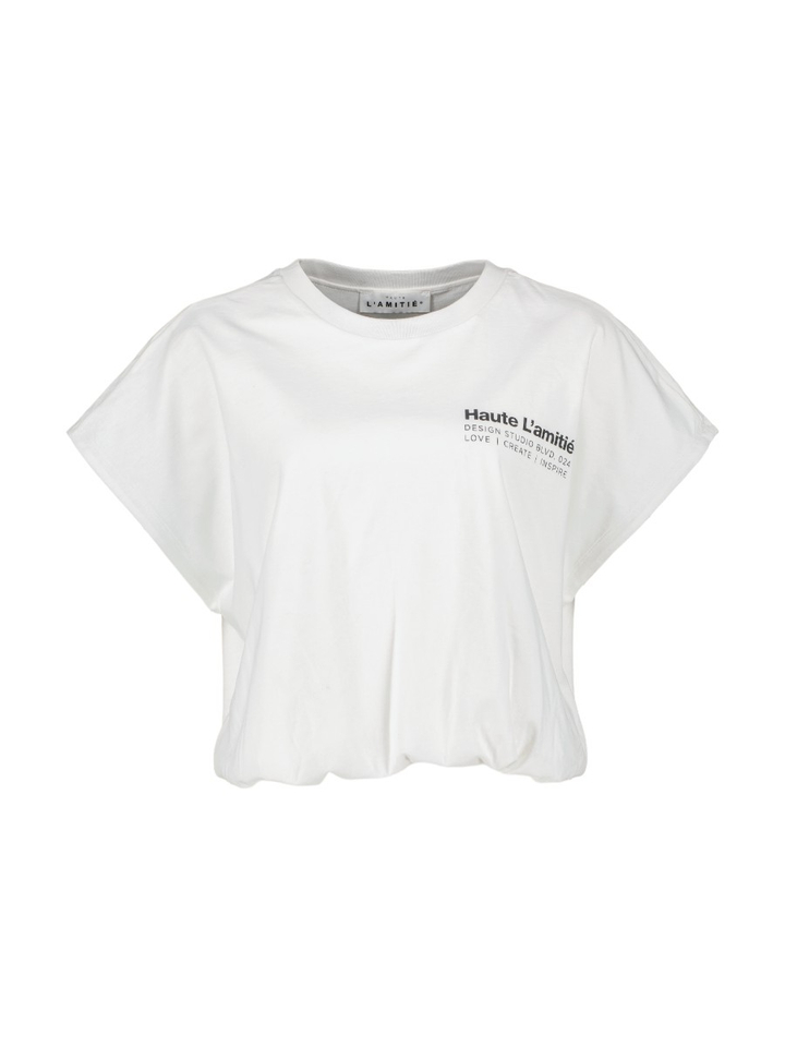 Witte korte T-shirt met ballon effect Haute L'amitie