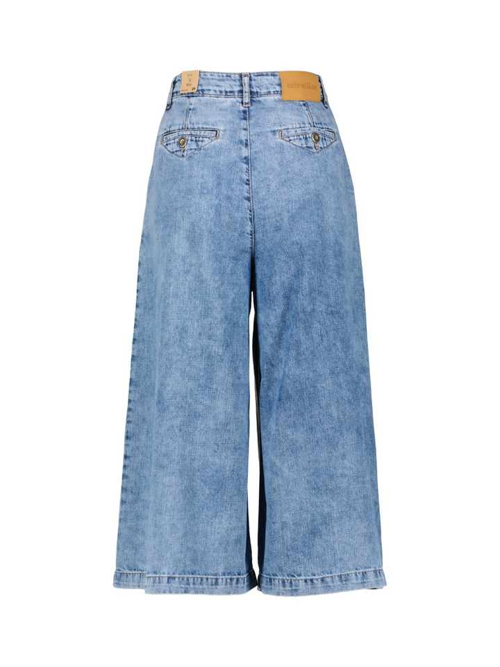 Blauwe wijde 7/8 jeans met bandplooi Edel Noir'Bleu 