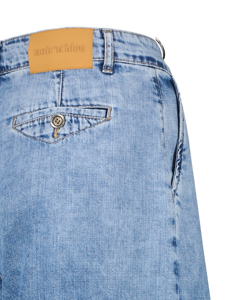 Blauwe wijde 7/8 jeans met bandplooi Edel Noir'Bleu 
