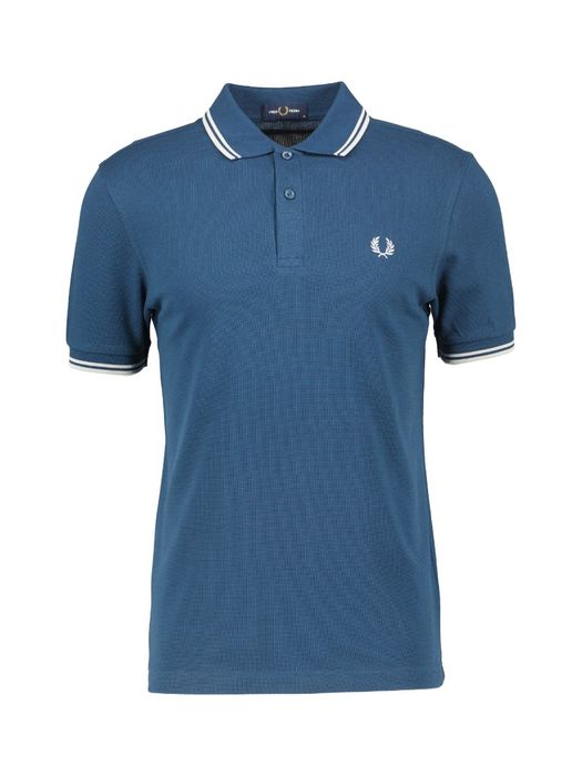 Petrolblauwe katoenen polo met korte mouwen Fred Perry