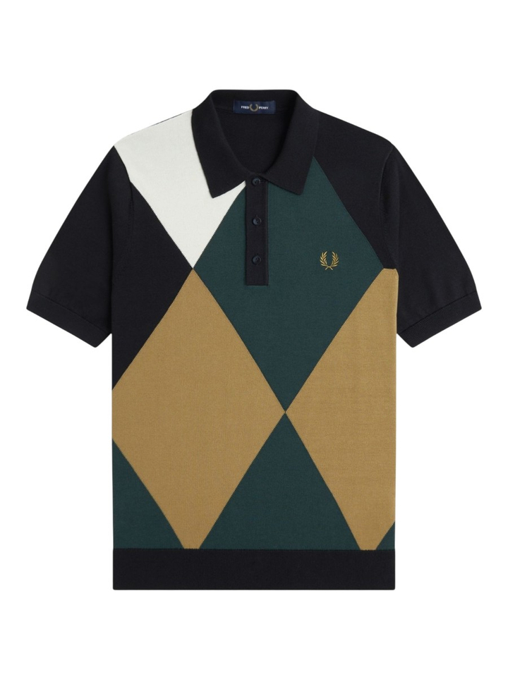 Gebreid polo met asymmetrisch ruitpatroon Fred Perry