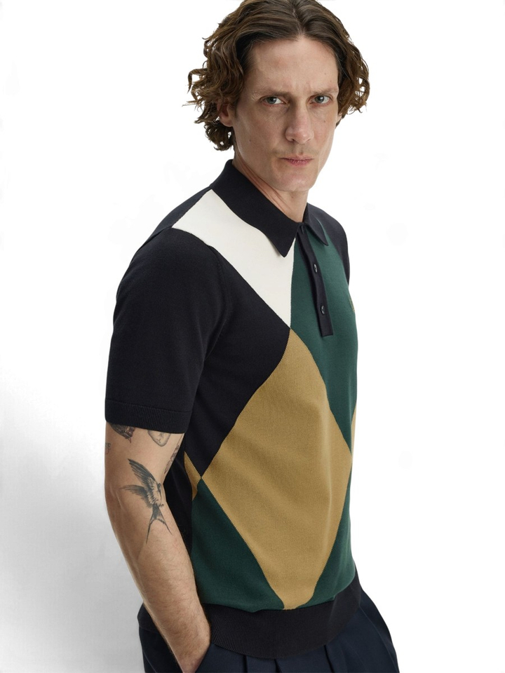 Gebreid polo met asymmetrisch ruitpatroon Fred Perry