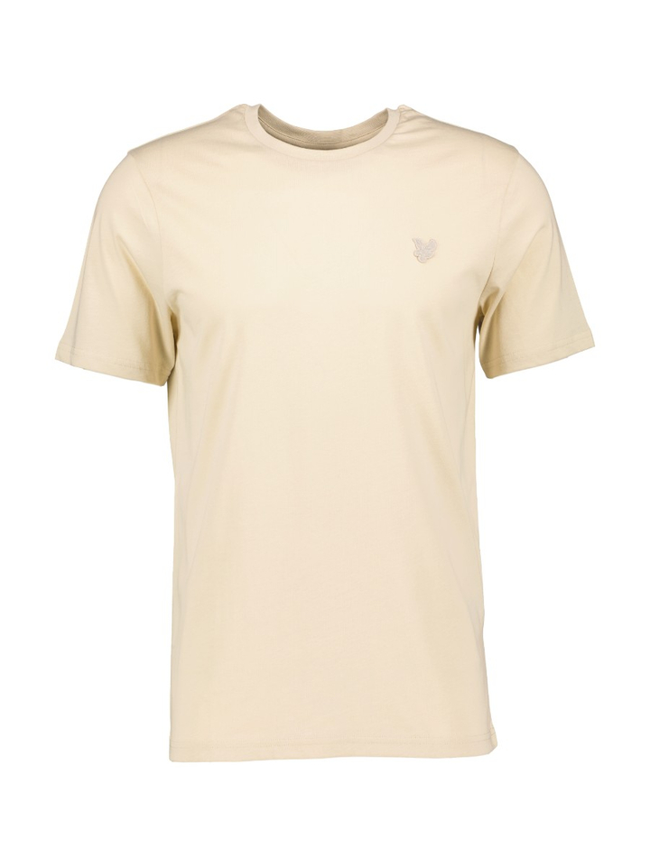 Beige katoenen T-shirt met korte mouwen en ronde hals Lyle&Scott