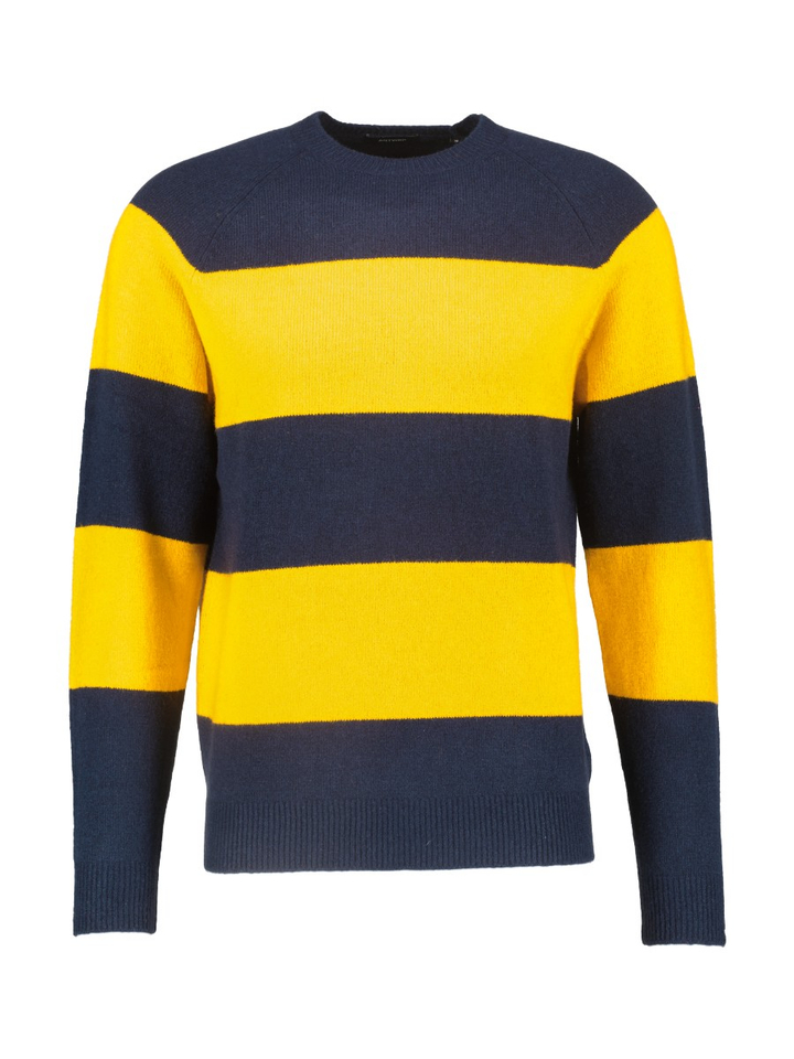 Blauw/gele trui met strepen en ronde hals Antwrp