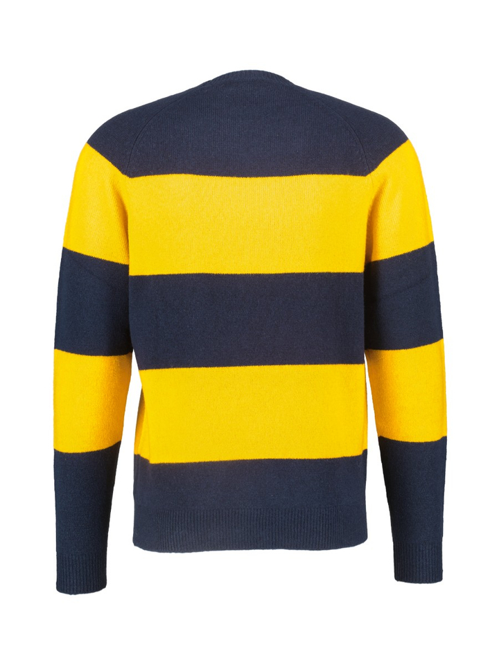 Blauw/gele trui met strepen en ronde hals Antwrp