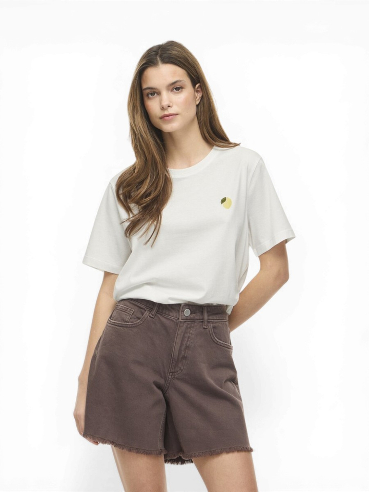 Witte T-shirt met citroen Vila