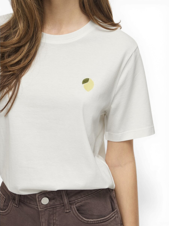 Witte T-shirt met citroen Vila