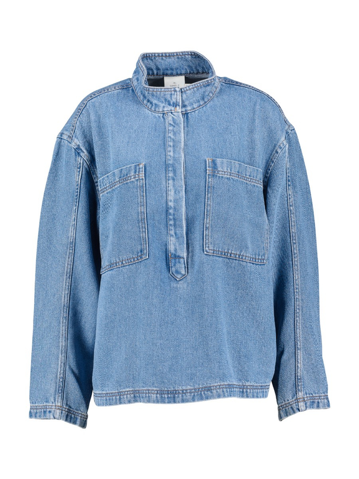 Lichtblauwe soepelvallende jeans blouse Tuxa Munthe