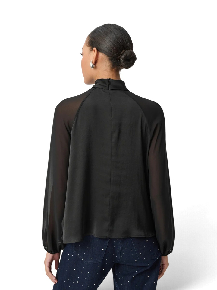 Zwarte blouse met kraagdetail en doorzichtige mouwen Joseph Ribkoff