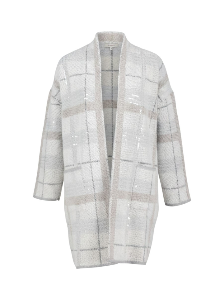 Lichtgrijze zachte cardigan met ruit motief Joseph Ribkoff