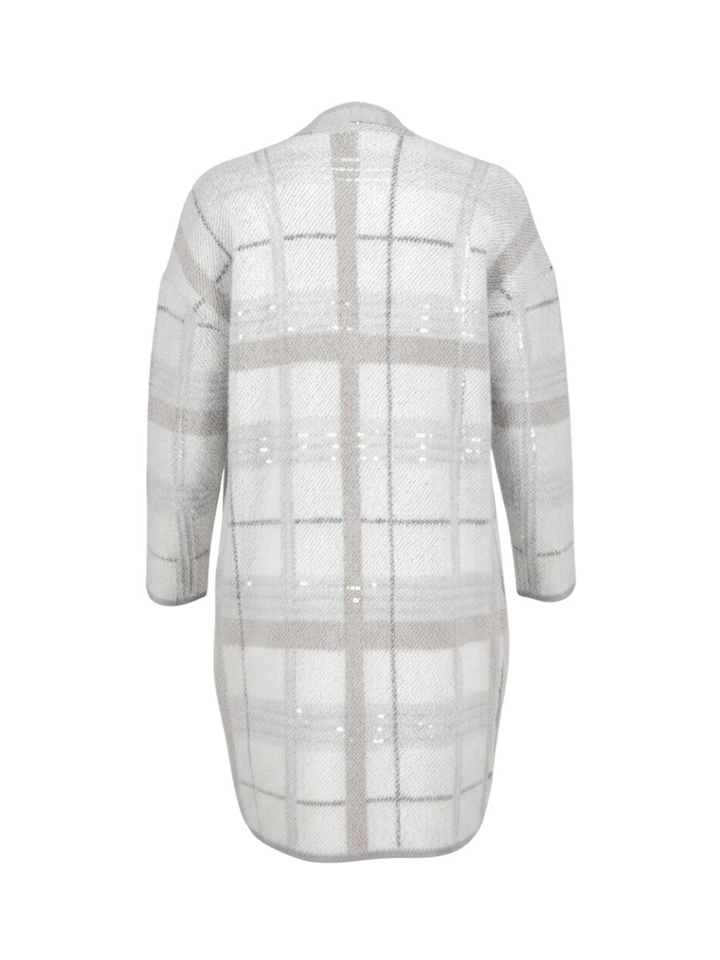 Lichtgrijze zachte cardigan met ruit motief Joseph Ribkoff