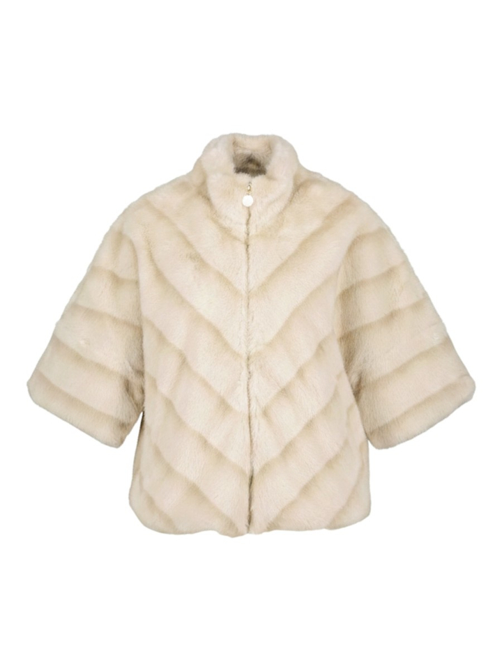 Beige vestje in imitatiebont met korte mouwen Joseph Ribkoff
