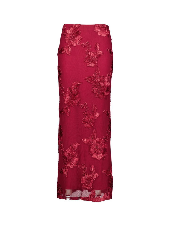 Rode lange rok met bloemdetail Joseph Ribkoff