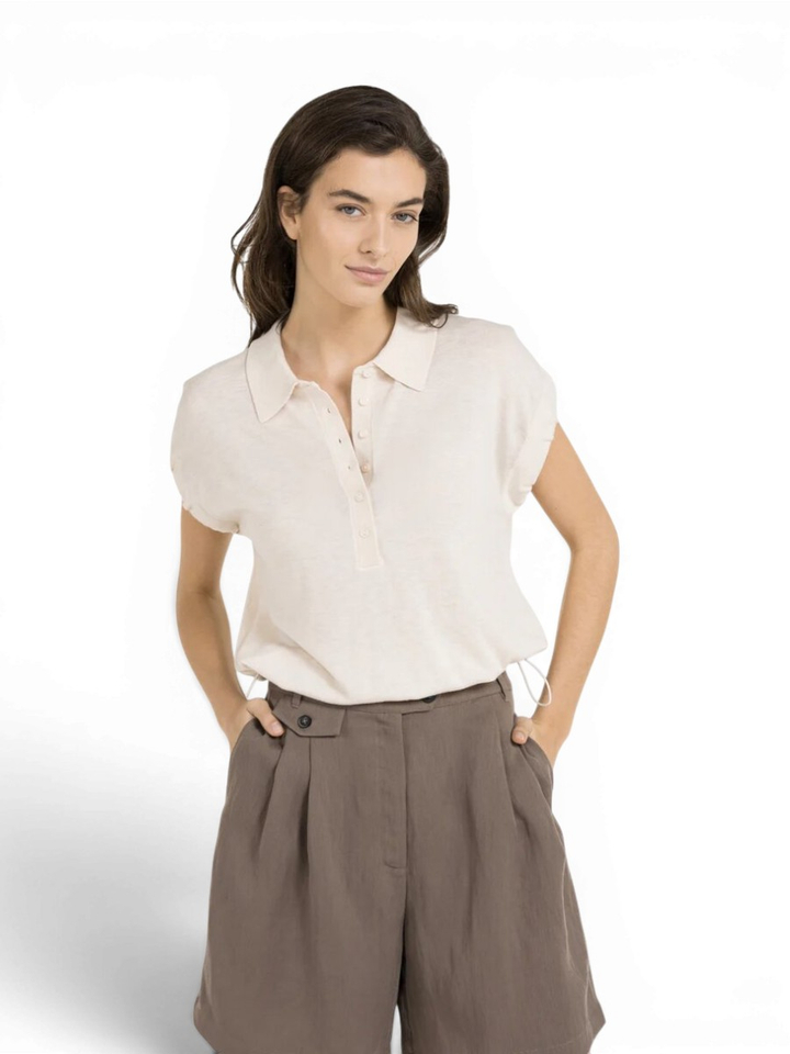 Beige pull met polo kraag Yaya
