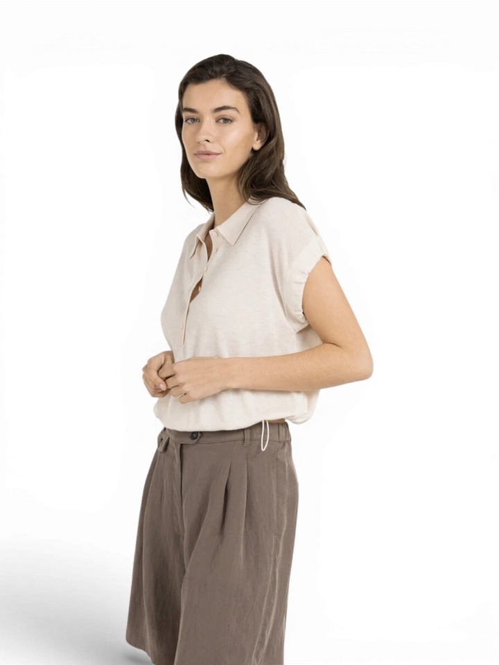 Beige pull met polo kraag Yaya
