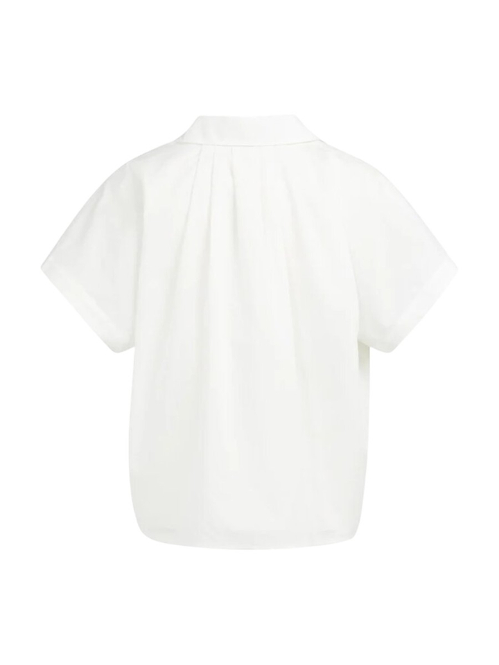 Witte katoenen bloes met knoopdetail en plooien Yaya