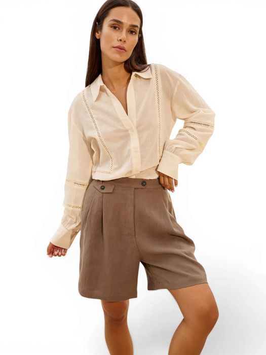 Bruine geweven bermudashort YAYA