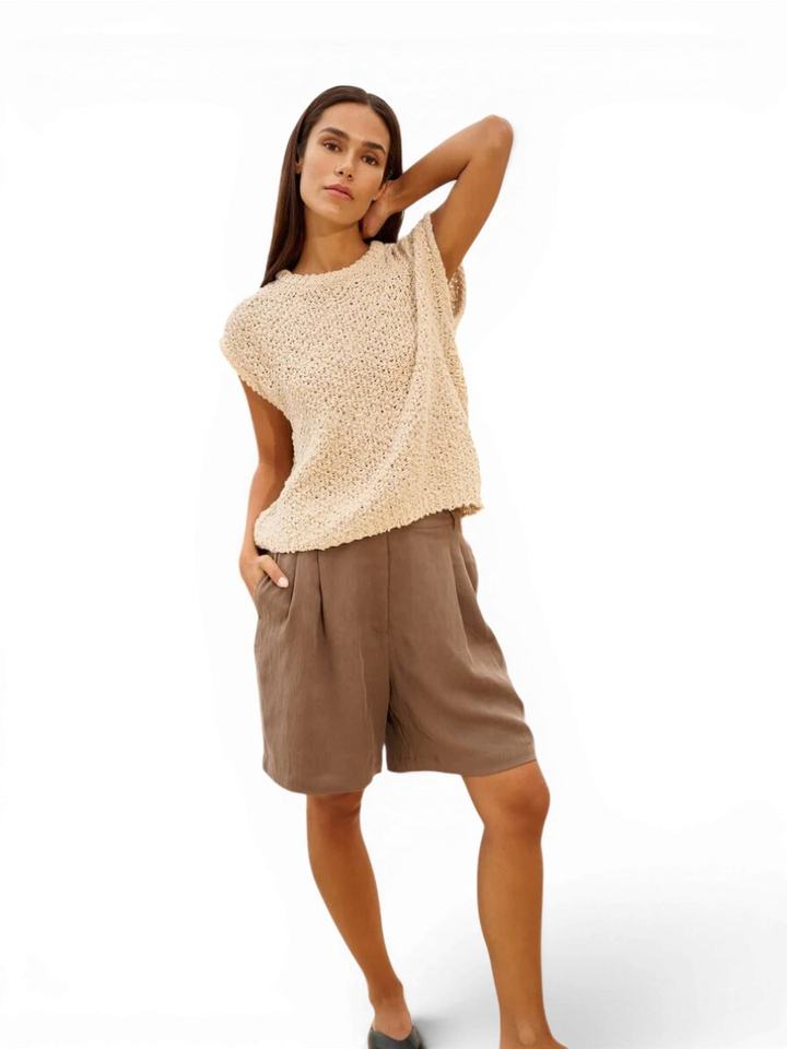Bruine geweven bermudashort YAYA 