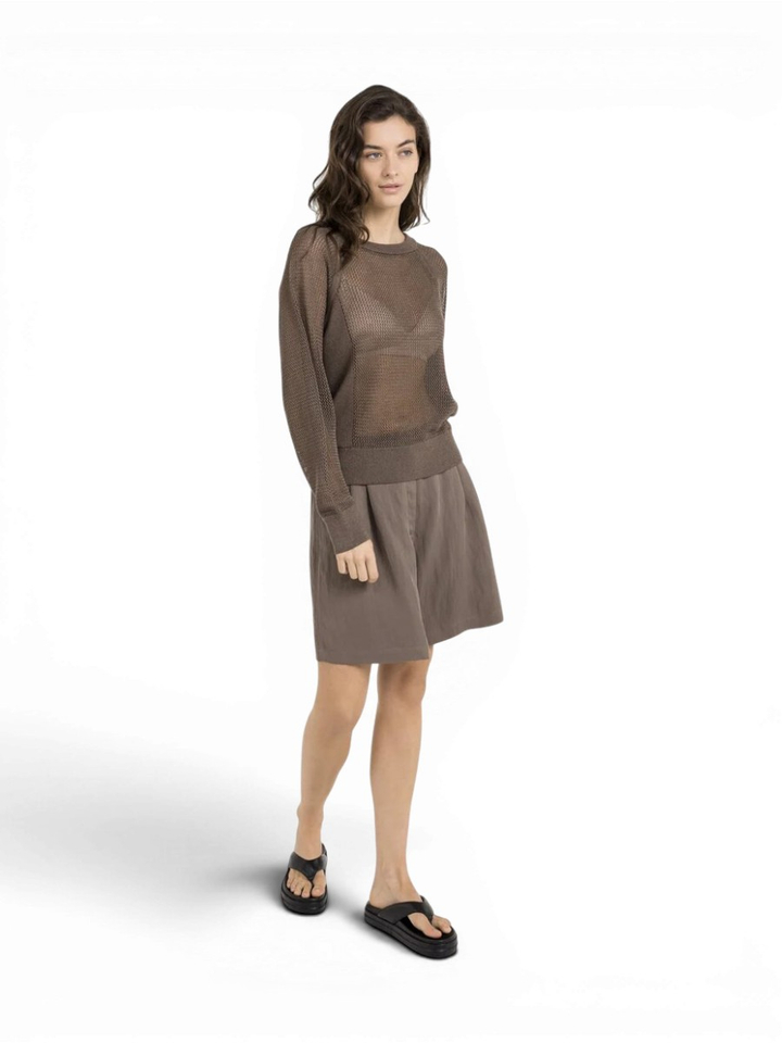 Bruine geweven bermudashort YAYA 