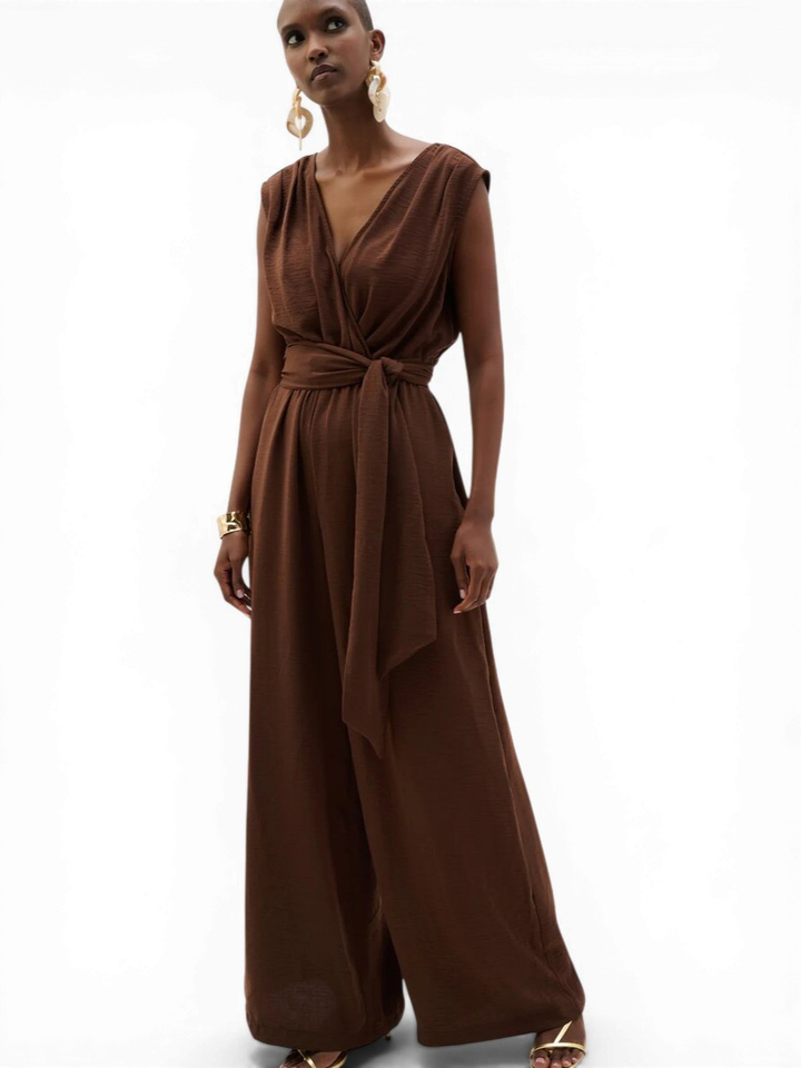 Bruine soepelvallende jumpsuit Joseph Ribkoff