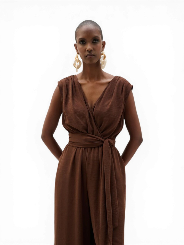 Bruine soepelvallende jumpsuit Joseph Ribkoff