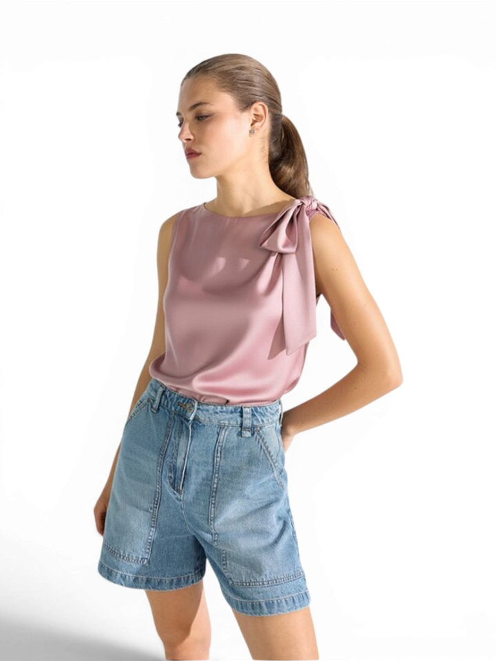 Roze blouse top met strikdetail Riani