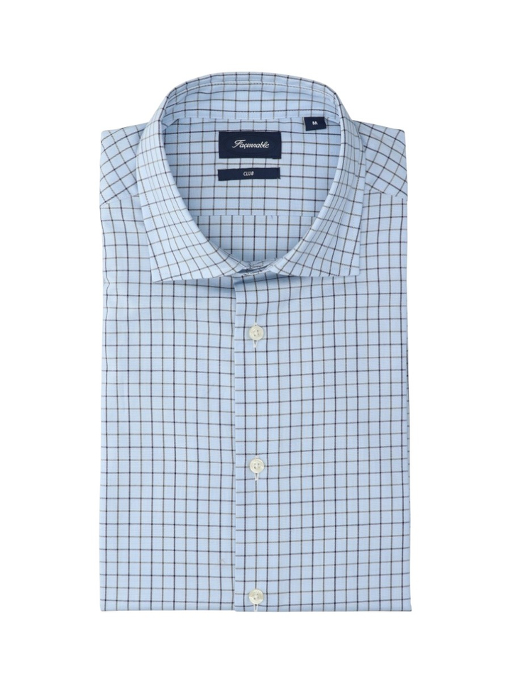 Blauw geruit hemd Faconnable